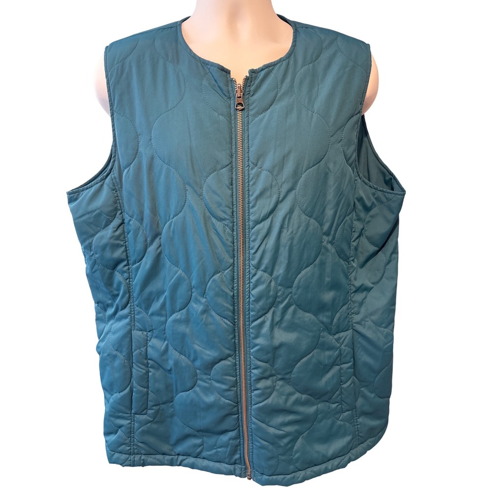 Lands End Mens Teal Blue Onion Quilted‎ Lightweight Puffer Vest Sz XL Outdoorsy